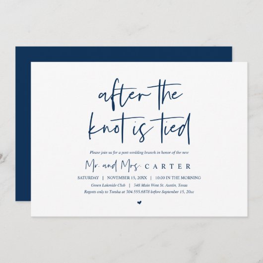 Na de knoop, na de bruiloft Brunch Kaart (Voorkant / Achterkant)