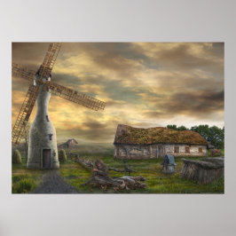 Na de laatste horizon | Digitale surrealistische k Poster