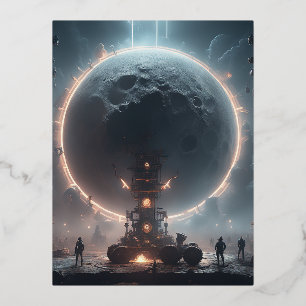 Na de lange nacht begint de volle maan te gluren folie feestdagen briefkaart