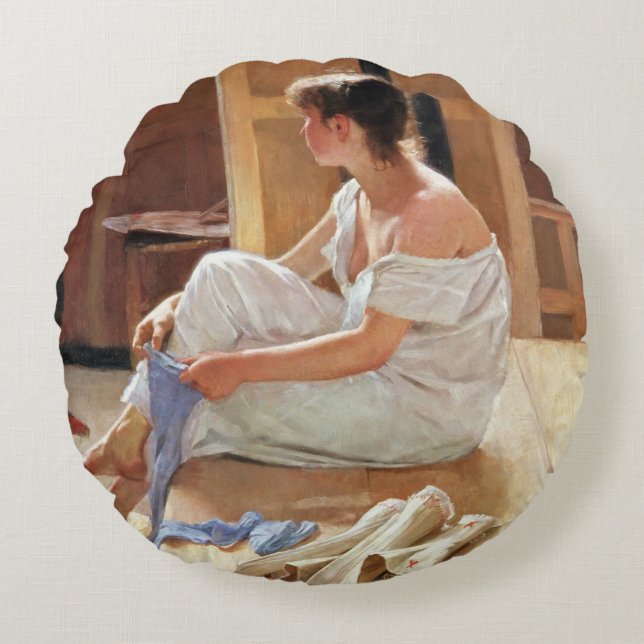 Na de Pose, 1884 Rond Kussen (Voorkant)