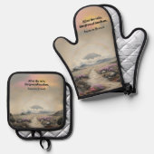 Na de regen (Japanse Waterverf landschapskunst) Ovenwant & Pannenlap Set (Voorkant / Achterkant)