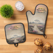 Na de regen (Japanse Waterverf landschapskunst) Ovenwant & Pannenlap Set (Top down)