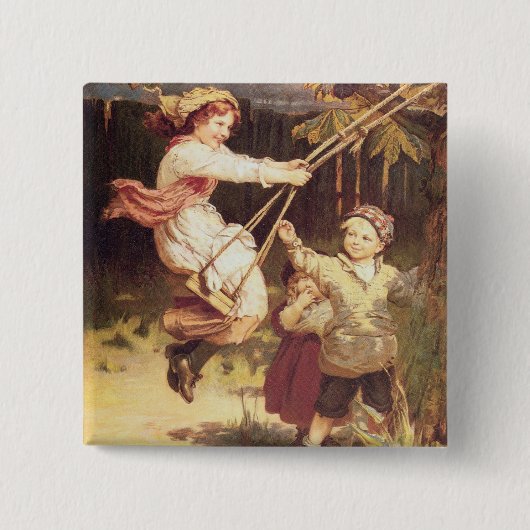 Na de school vierkante button 5,1 cm (Voorkant)