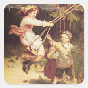 Na de school vierkante sticker