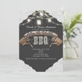 NA DE TROUW BBQ I DO Mason Jar Lights & Lace Kaart (Staand voorkant)