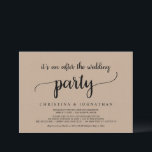 Na de trouwerij, Rustic Kraft Elopement Kaart<br><div class="desc">Mooie uitnodiging na het huwelijk,  trouwkaart,  trouwkaart / uitnodigingskaart,  in Rustic Brown Kraft,  eenvoudig,  minimalistisch ontwerp. Dit is perfect voor uw trouwreceptie en nazorg bruiloftsfeest. Voeg uw details toe in overeenkomende lettertype / lettering.
#TeeshaDerrick</div>