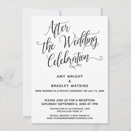 Na de Trouwfeest Elegant Script Kaart (Voorkant)