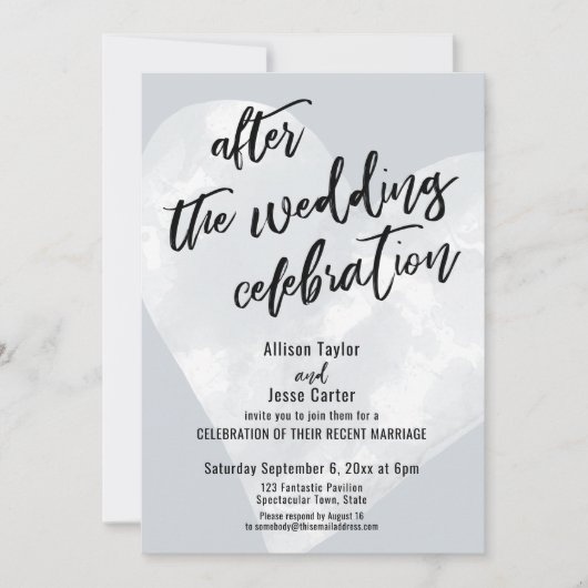 Na de Trouwfeest Witte Hart op Grijs Kaart (Voorkant)