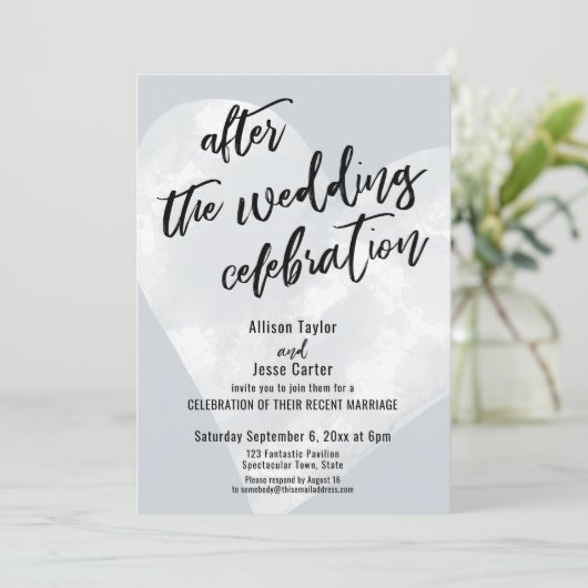 Na de Trouwfeest Witte Hart op Grijs Kaart (Staand voorkant)