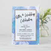 Na de Trouwviering Goud Blauw Abstract Kaart (Staand voorkant)