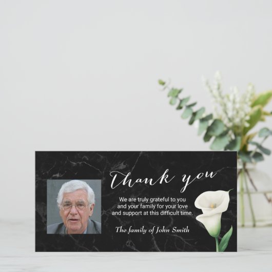 Na de uitvaart bloemengeheugenisfoto dank je bedankkaart (Staand voorkant)
