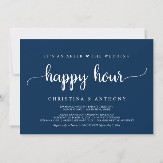 Na de Wedding Happy Hour, Rustic Elopement Uitnodi Kaart (Voorkant)