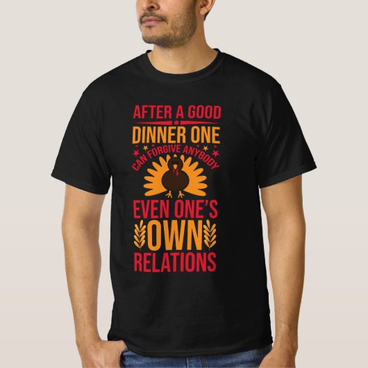 Na een goed diner Thanksgiving Humor ontwerp T-shirt (Voorkant)