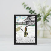 Na een paardenrit feestdagenkaart (Staand voorkant)