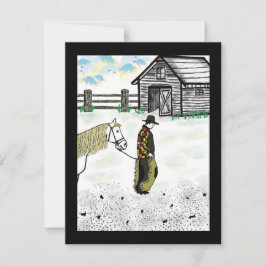 Na een paardenrit feestdagenkaart