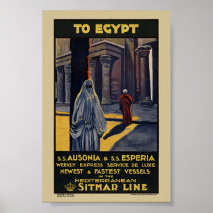Na Egypte Vintage Reisposter 1928 Poster