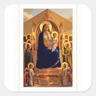 Na Giotto's Onze Heilige Madonna met Kind Vierkante Sticker
