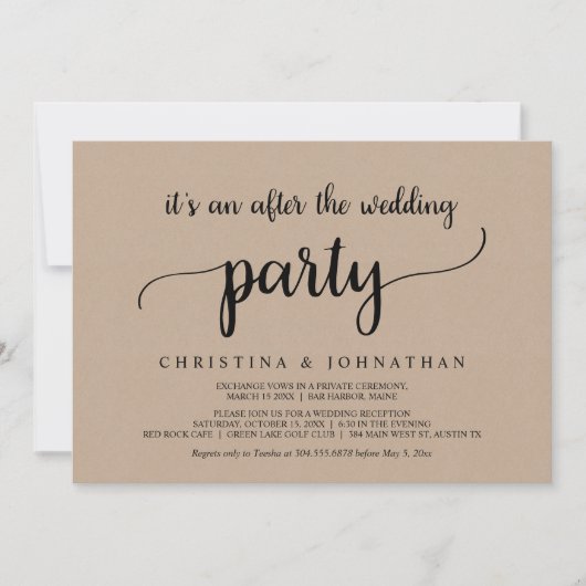 Na het bruiloft feest, Rustic Kraft Elopement Kaart (Voorkant)