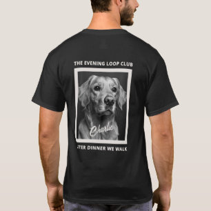 Na het eten wandelen we met de hondenliefhebber aa t-shirt