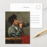 Na het gevecht | Mary Cassatt Briefkaart<br><div class="desc">Na het stierengevecht (1873) van Mary Cassatt portretteert een opvallend portret van een stierenvechter die na zijn gevecht rust en terloops een sigaret rookt. Het schilderij legt de essentie van het charisma van de stierenvechter vast en het rustige, reflecterende moment dat volgt op de intensiteit van de arena. Cassatt's gedetailleerde...</div>