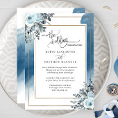 Na het huwelijk, de blauwe Waterverf Floral Kaart