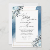 Na het huwelijk, de blauwe Waterverf Floral Kaart (Voorkant)