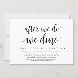 Na het Huwelijk, Dineren We, Trouw Elopement Diner Kaart