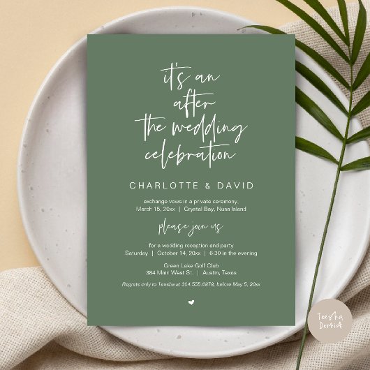 Na het huwelijk, Navy Blue, Elopement Party Kaart