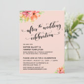 Na het Huwelijksfeest Script Blush Bloemen Kaart (Staand voorkant)