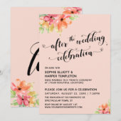 Na het Huwelijksfeest Script Blush Bloemen Kaart (Voorkant / Achterkant)