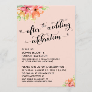 Na het Huwelijksfeest Script Blush Bloemen Kaart