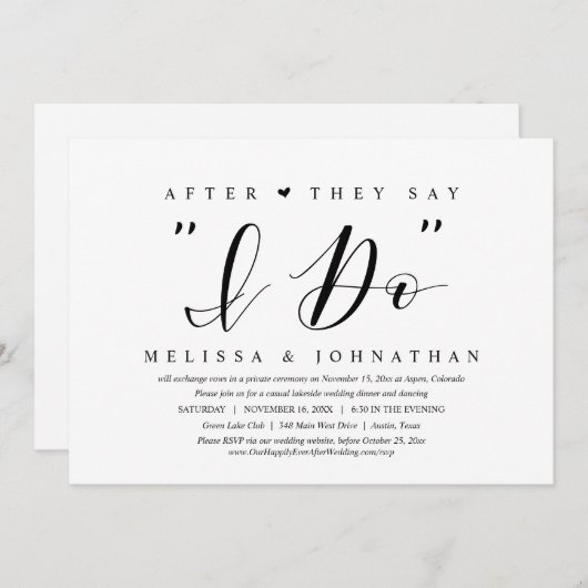 Na het Jawoord, Dinner voor een weggelopen bruidsp Kaart (Voorkant / Achterkant)