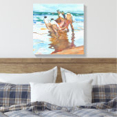 Na het lanceren van de curragh Paul Henry Canvas Afdruk (Insitu (Slaapkamer))