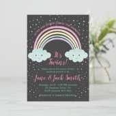 Na het Storm komt regenboog | Twins Baby shower Kaart (Staand voorkant)