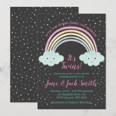 Na het Storm komt regenboog | Twins Baby shower Kaart (Voorkant / Achterkant)