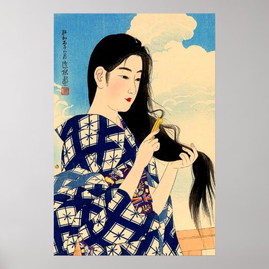 Na het wassen van haar haar haar haar naar Shinsui Poster (Voorkant)