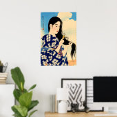 Na het wassen van haar haar haar haar naar Shinsui Poster (Thuiskantoor)