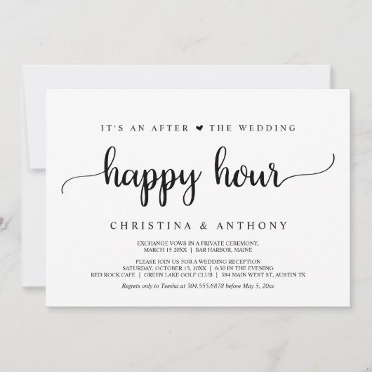 Na het Wedding Happy Hour, Rustieke Elopement Kaart (Voorkant)