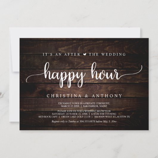 Na het Wedding Happy Hour, Rustieke Elopement Kaart (Voorkant)