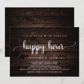 Na het Wedding Happy Hour, Rustieke Elopement Kaart (Voorkant / Achterkant)