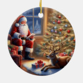 Na het werk - Sinterklaas en zijn rendieren Keramisch Ornament (Achterkant)
