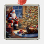 Na het werk - Sinterklaas en zijn rendieren Metalen Ornament (Voorkant)