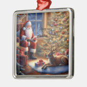 Na het werk - Sinterklaas en zijn rendieren Metalen Ornament (Links)