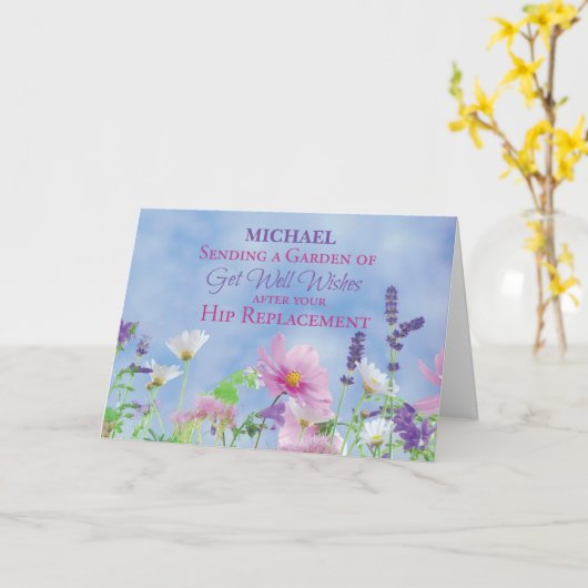 Na heupvervanging krijgen goed wilde bloemen kaart (Gele Bloem)