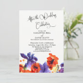 Na huwelijkscelebratie Rode papaver Paarse Iris Kaart (Staand voorkant)