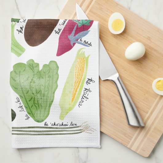 Nā lauʻai witte keukenhanddoek (Quarter Fold)