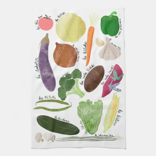 Nā lauʻai witte keukenhanddoek (Verticaal)