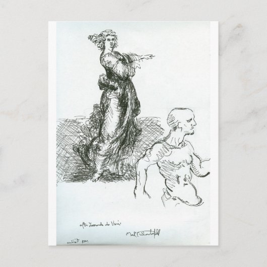 Na Leonardo da Vinci "Ga weg!" Briefkaart (Voorkant)