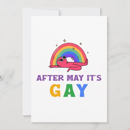 Na mei is het Gay Funny LGBT Pride Month Feestdagenkaart (Voorkant)