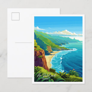 Na Pali Coast Hawaii Reizen Illustratie Briefkaart